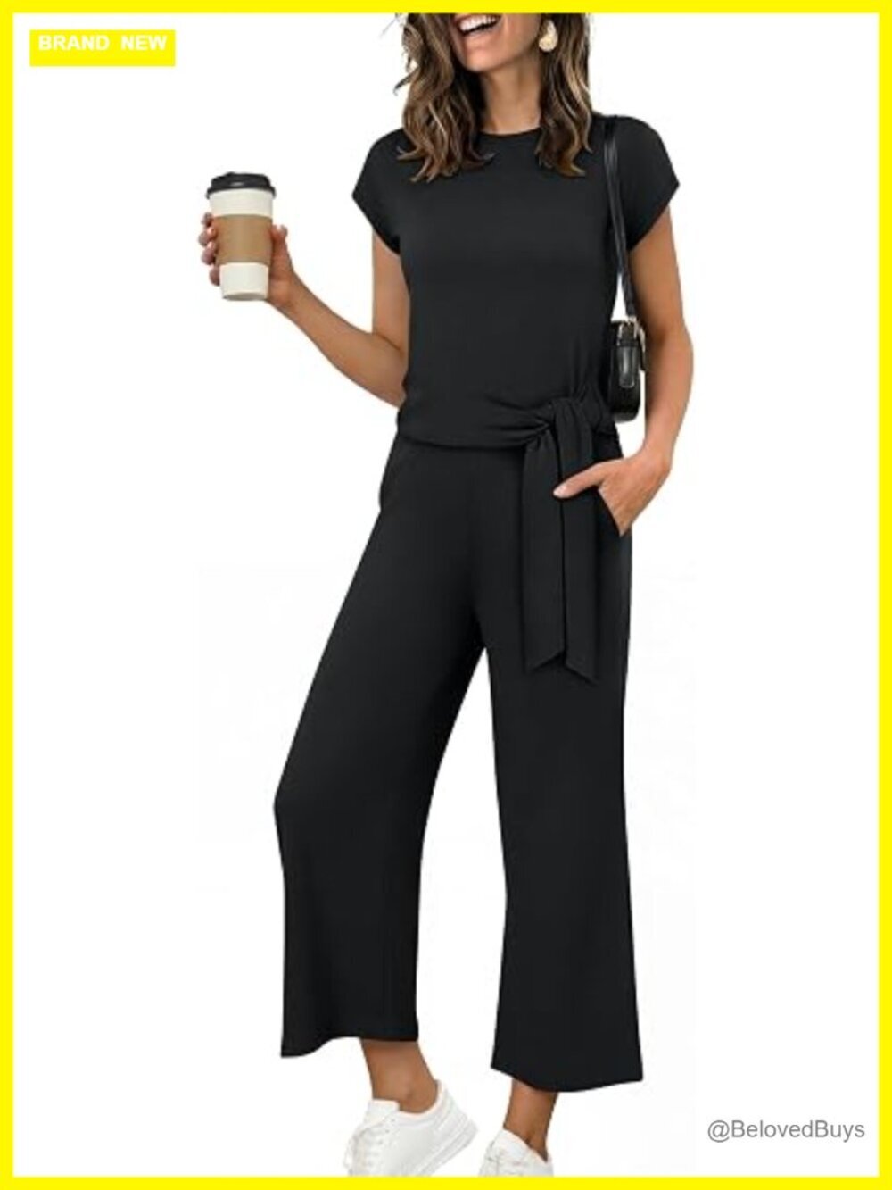 Women 2 Piece Lounge Set Cap Sleeve Tie Waist Top Wide Leg Pants Travel Outfit